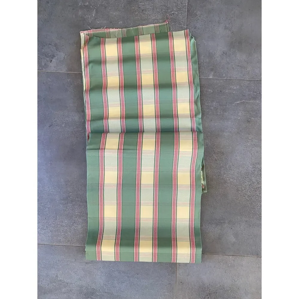 Green & Yellow Striped‎ Fabric with a Touch of Red Interwoven Fabric 57